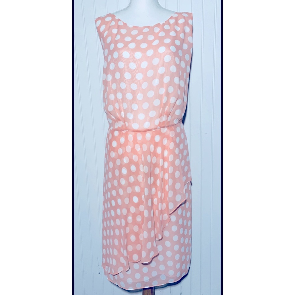 Alex Marie Size 18w Dress Peach White Polka Dots